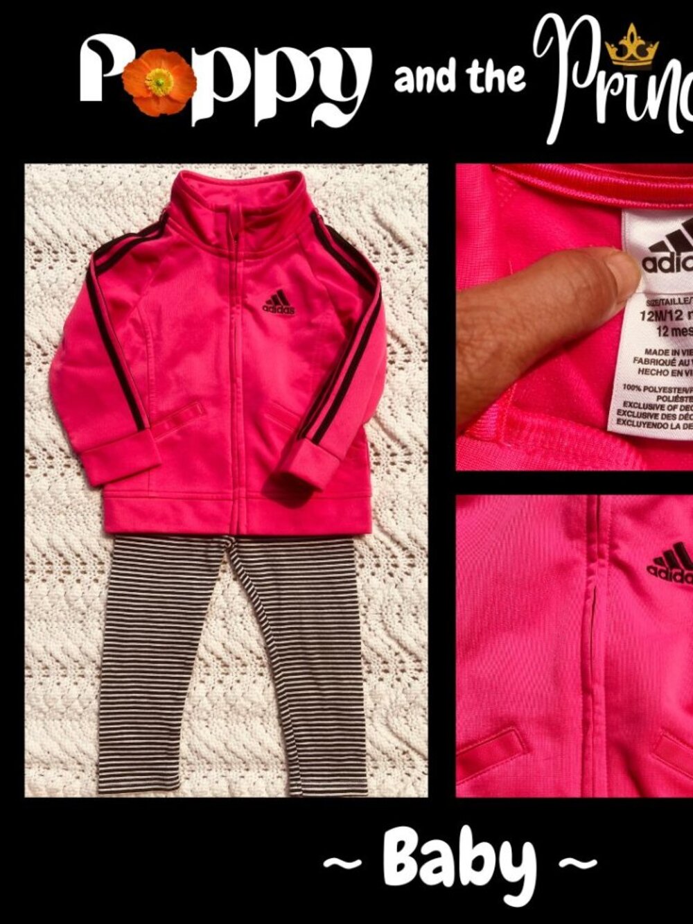 Adidas Pink Track Jacket & Harry Potter Leggings (12-18M) - By Poppy & Princess